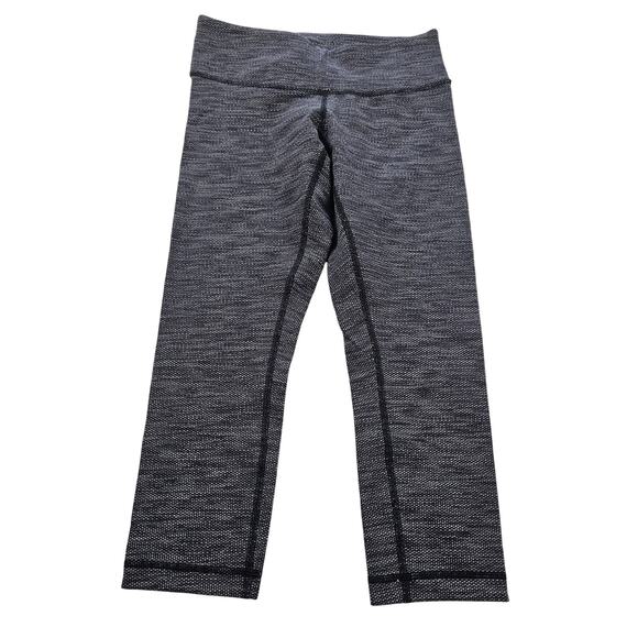Lululemon Wunder Under Cropped Pant Coco Pique Black White Leggings Women’s 4 - Picture 2 of 7